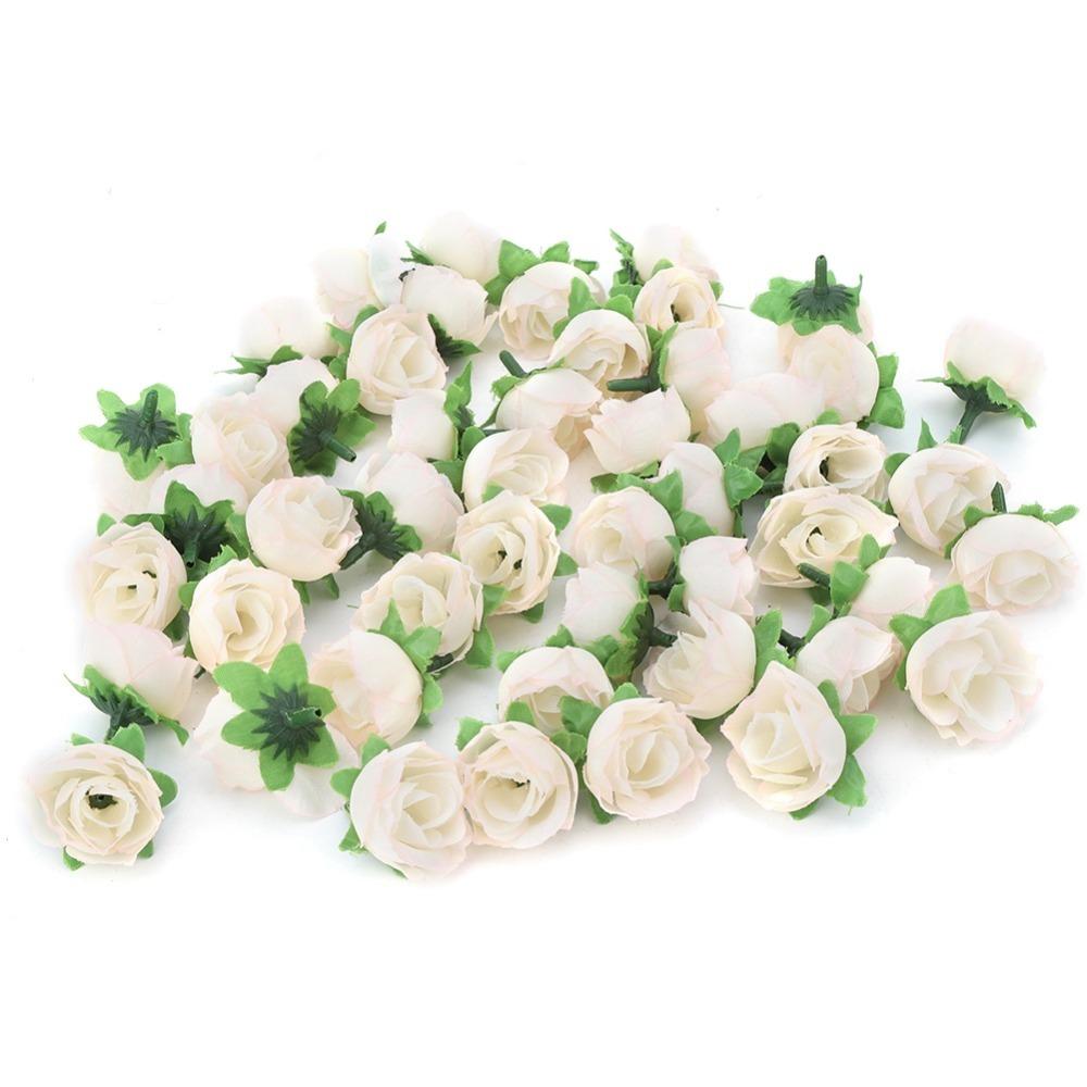 50pcs Champagne Color Artificial Peony Heads 1.2 Inch Diameter Artificial Rose Heads Home Decor