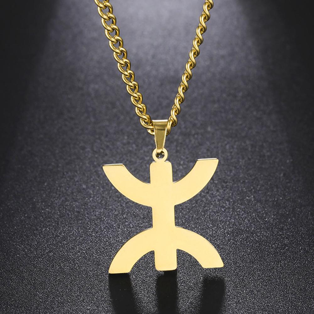 Dawapara African Berbers Symbol Necklace Amazigh Letter Yaz Ethnic Necklace Tribe Amulet Stainless Steel Religious Jewelry