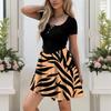 Women's Casual Flower Print Buttoned Elastic Bodycon Skirt With Pockets