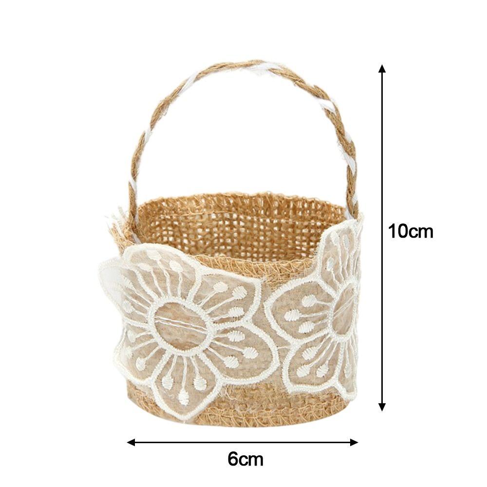 2pcs Lace Bowknot Flower Girl Basket Retro Candy Gift Bag Wedding Ceremony Party Decoration