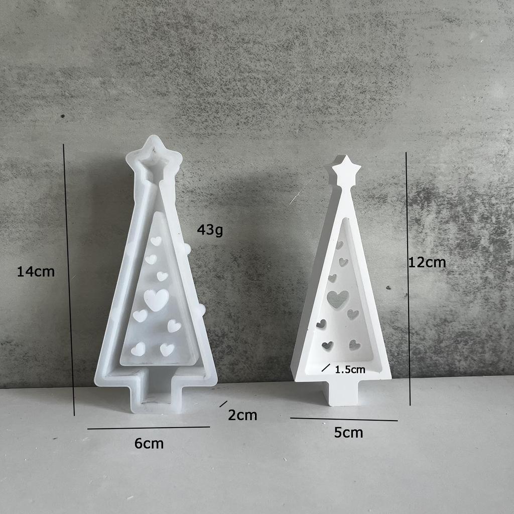 3D Cute Christmas Tree Decoration Silicone Mold DIY Handmade Aromatherapy Plaster Christmas Lights Tree Resin Drop Glue Mold