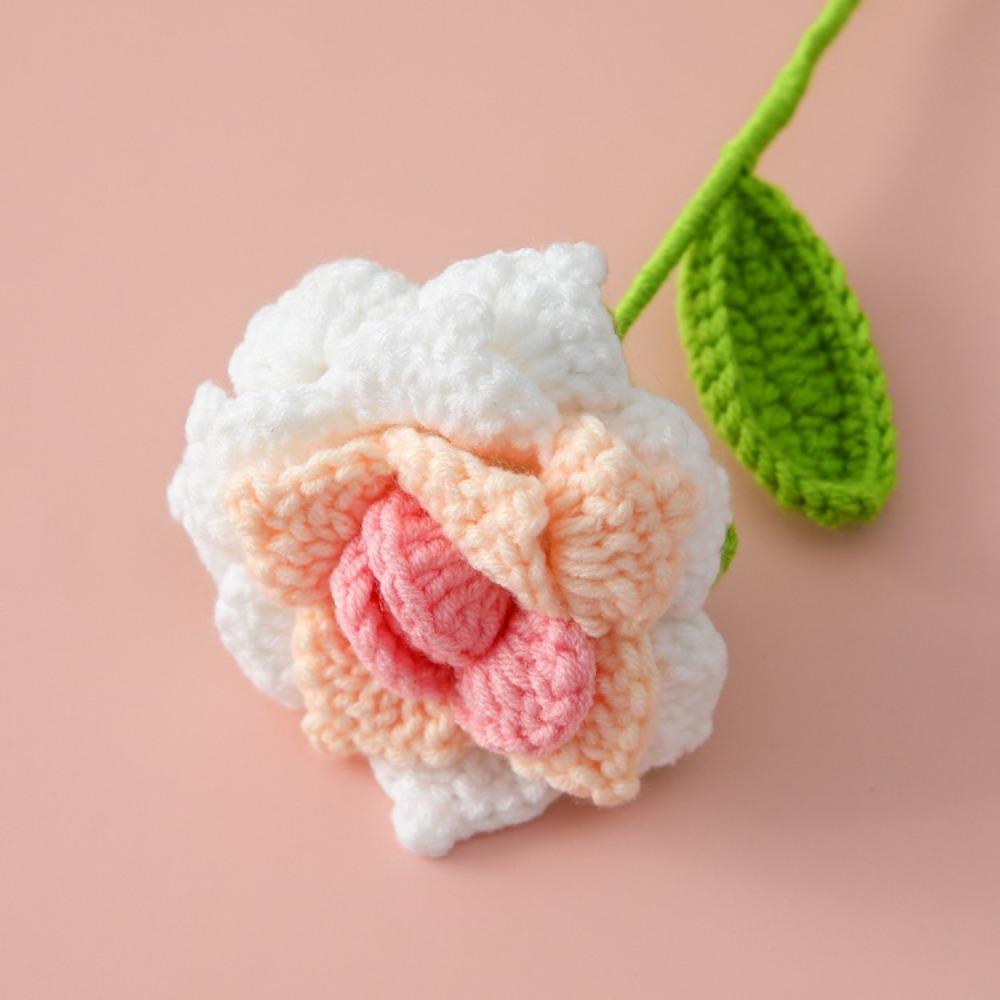 DIY Crochet Rose Flower Photo Props Romantic Knitting Flowers Anniversary