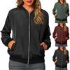 Jackets For Women Long Sleeve  Lightweight Zip Up Cropped Outerwear Casual Quilted Jackets Whith Pockets