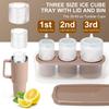 3-Grid Ice Cube Tray For Stanley 30/40 Oz Tumbler Cups Reusable Cylinder Silicone Ice Cube Molds With Lid For Drink Juice Coffee