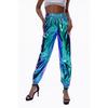 Womens Metallic Shiny Jogger Pants Casual High Waisted Harem Pant Holographic Color Hip Hop Trousers Streetwear
