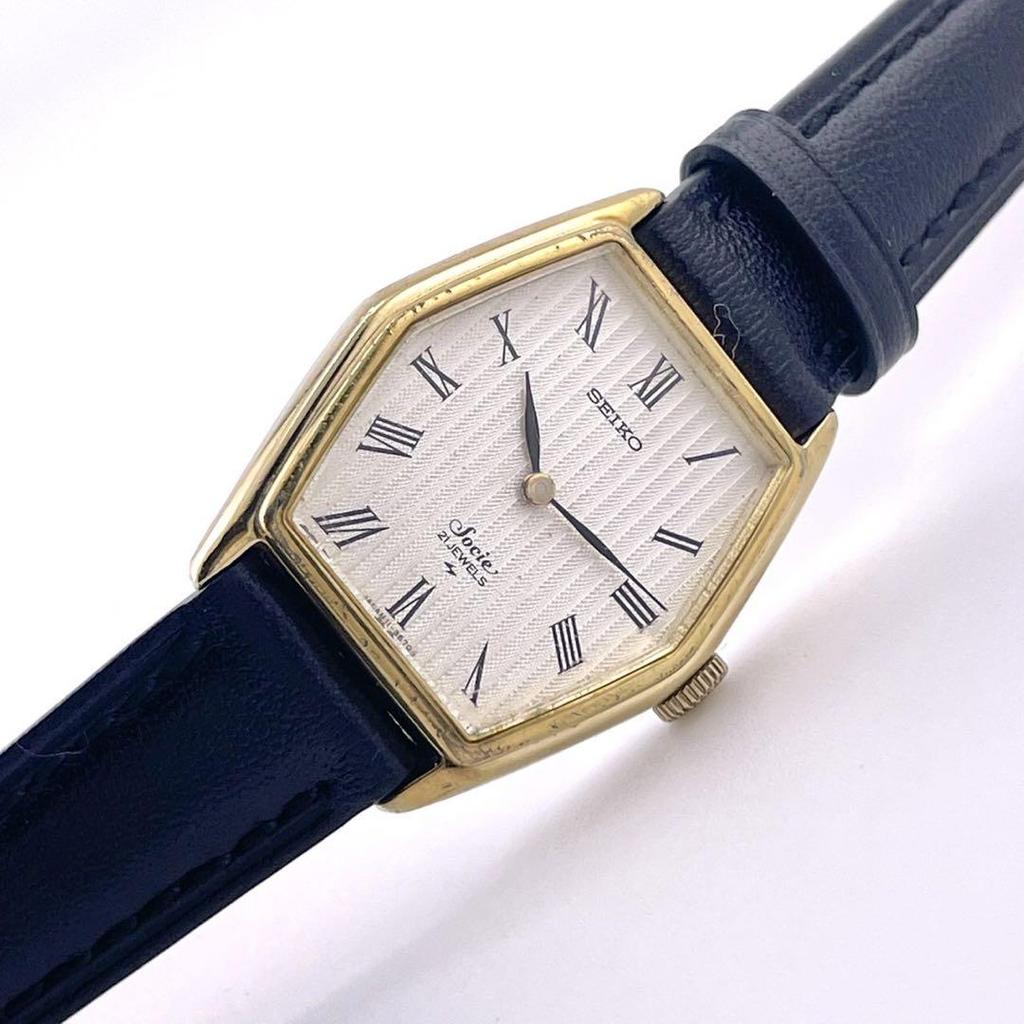 [USED] Working Seiko Socie Hexagon Manual Wind Watch 11-8090