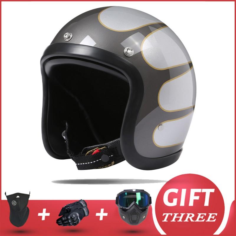 Lightweight Retro Cruiser Motorcycle Helmet Men Women Full Face DOT Approved Vintage Style
