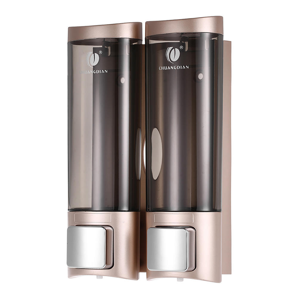 Manual Hand Soap Dispenser Wall Mount Double Liquid Shampoo Shower Gel Dispenser for Hotel 200mlx2