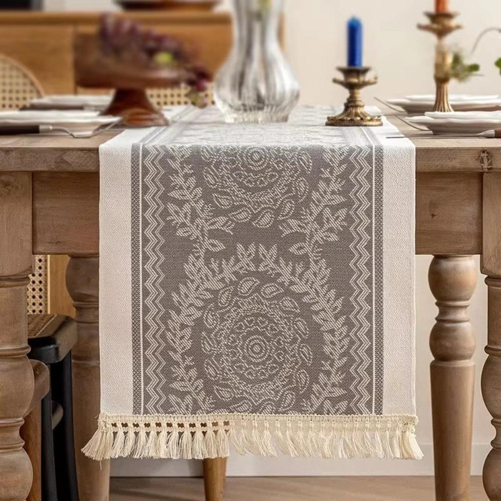 Home Decor Nordic Style Table Runner with Tassel Waterproof Table Cloth Polyester Washable Table Cover Festival
