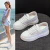 Two Little White Shoes for Women In Spring and Summer 2025 New Mesh Breathable, Lightweight, Thick Sole Heightening Soft Leather Lace-up Casual Shoes