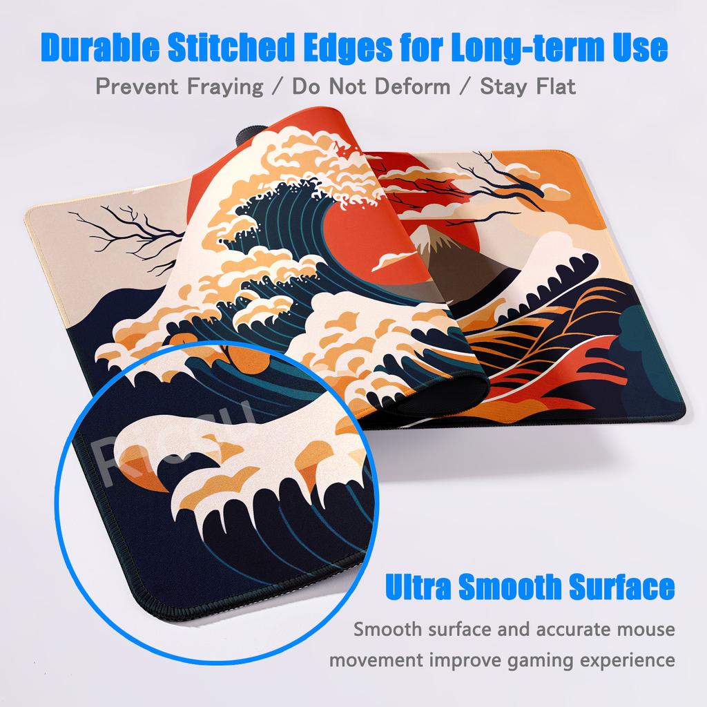 Japan Great Wave Keyboard Deskmat Large Mouse Pad Art Mause Pad XXL Computer Gamer Keyboard Non-slip Mice Pad Gaming Accessories