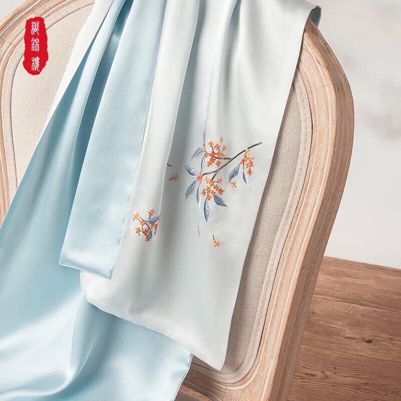 Шелковый шарф ручной работы с вышивкой Су из тутового шелка