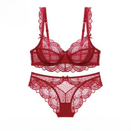 Европейский и американский сексуальный кружевной хлопковый комплект бюстгальтера - Удобный, Дышащий, С поддержкой, Женское нижнее белье больших размеров