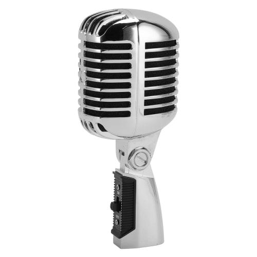 Classic Retro Dynamic Vocal Microphone, Old Vintage Style Unidirectional Cardioid Self-Tensioning Rotating Dynamic Vocal Microphone for KTV, Live Perf