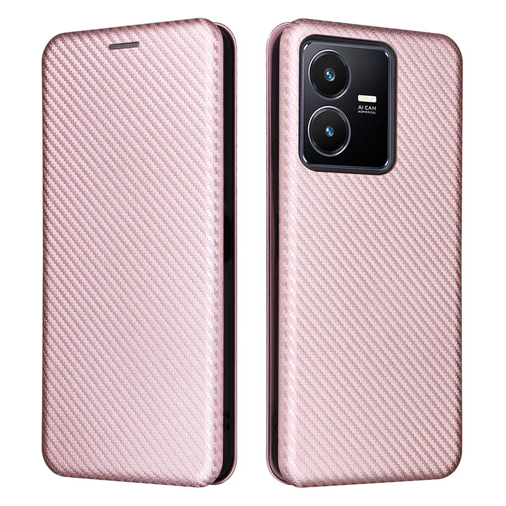 Флип-чехол с карбоновой текстурой и поддержкой нескольких карт для VIVO Y22S/Y35 - Простой, нейтральный дизайн
