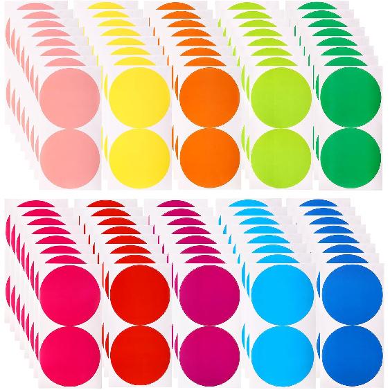 Maitys 120 Pieces 5 Inch Large Round Stickers Labels Classroom Floor Stickers Dots Circles Moving Labels for Boxes, Color Coding Dots for Home