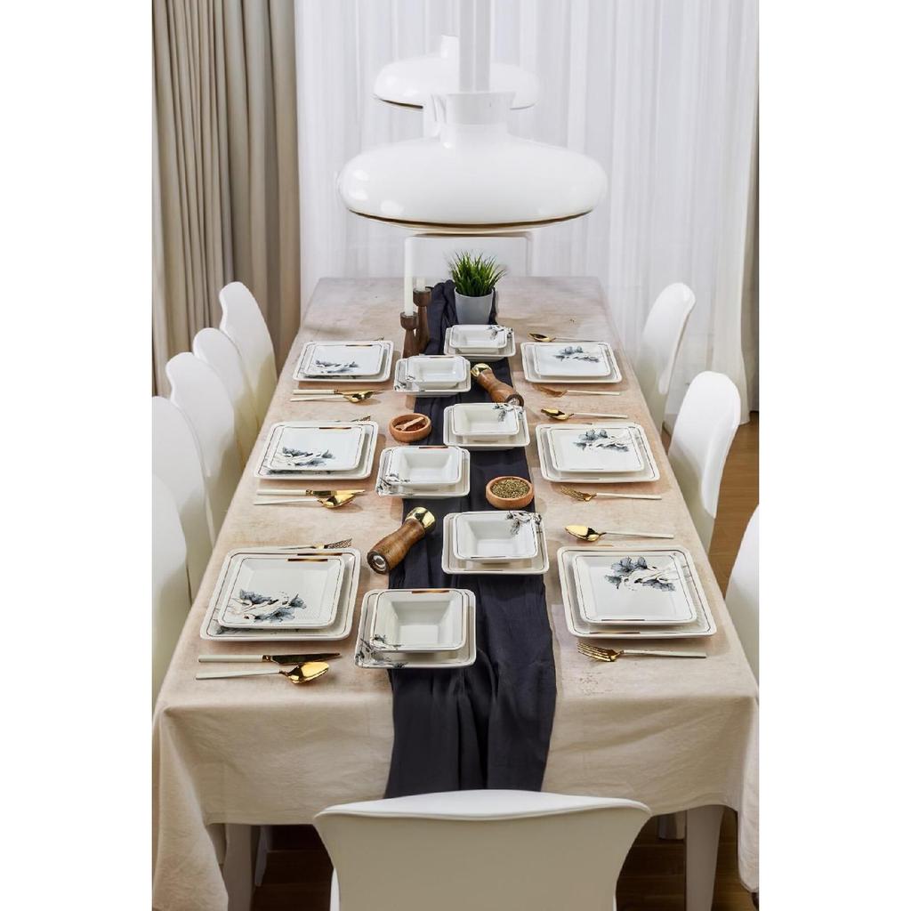 Lux Ceramic Lotus Flower 24 Piece Dinnerware Set For 6 Persons