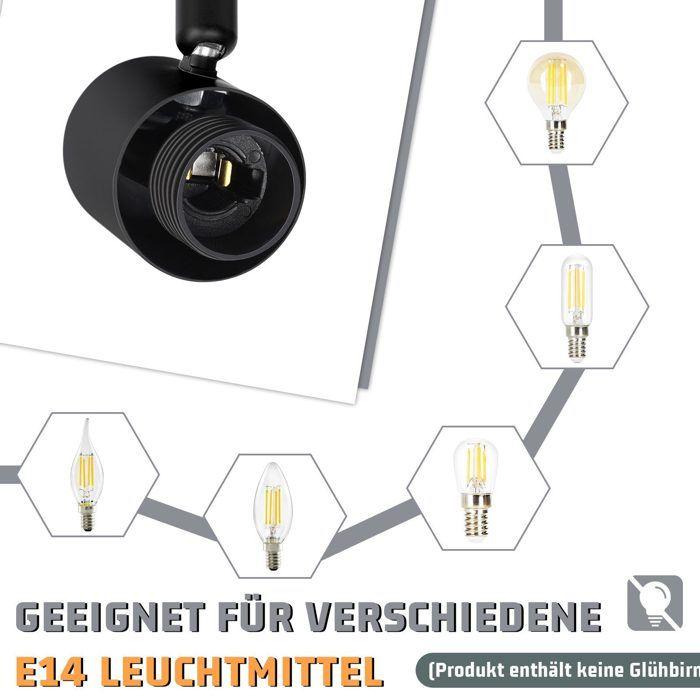 Spot de plafond - NETTLIFE - Spot de plafond 3 feux - Noir - Douille E14 - Abat-jour verre orientable 350°