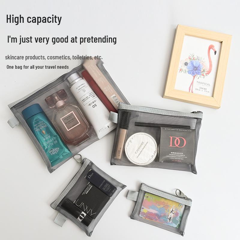 Прозрачная сетчатая косметичка: Вместительная портативная дорожная косметичка для помады и туалетных принадлежностей