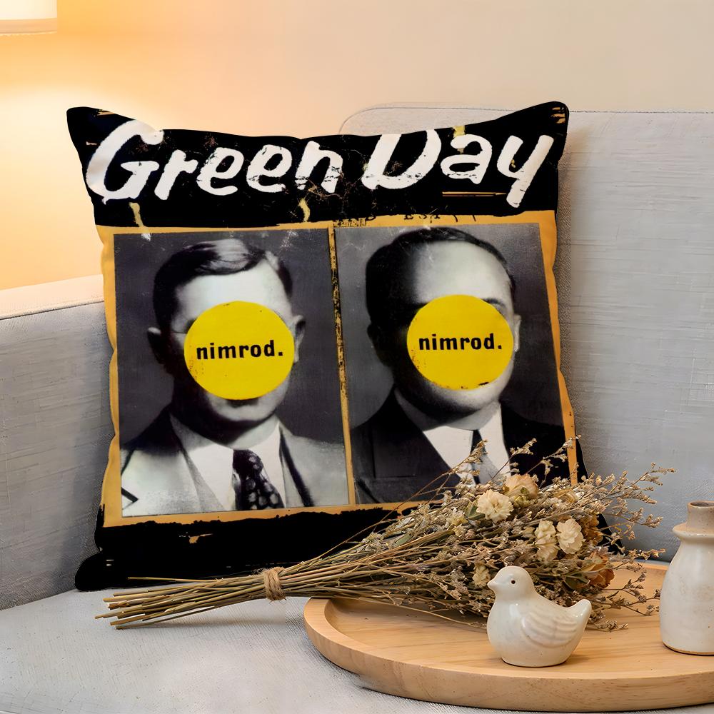 Cushion Cover  Linen  SkinFriendly Soft Decorative Case for Sofa Home Decor GGreen DDay Band Album Pillow cover