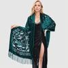 New National Style Elegant Velvet Cheongsam Shawl Versatile Long Tassel Scarf Warm Air Conditioning Shawl