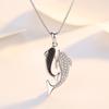 Real 925 Sterling Silver Jewelry Crystal Dolphin Box Chain Pendants&Necklaces for Women Solid Sterling-silver Choker Necklace