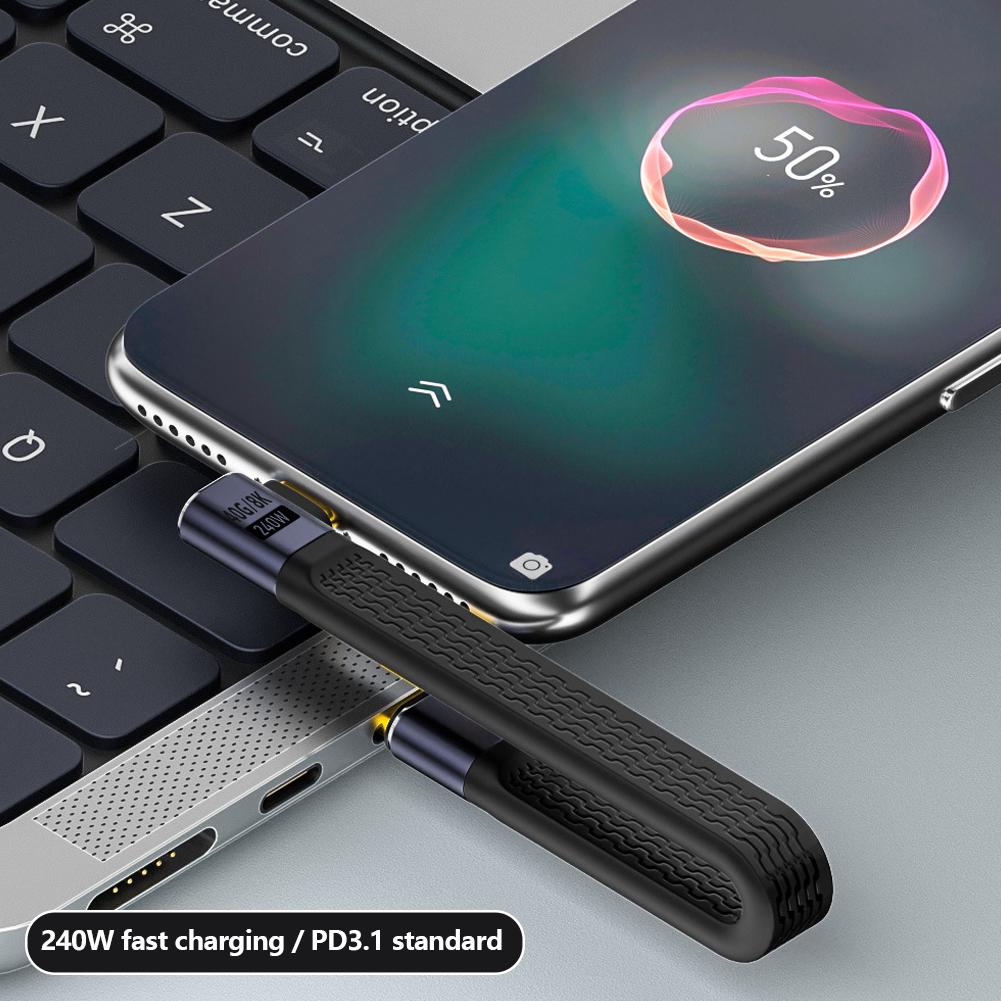 240 Вт 40 Гбит/с USB4 90-градусный угловой USB C кабель Thunderbolt 4 угловой Type C кабель для SSD ноутбука Macbook угловой разъем