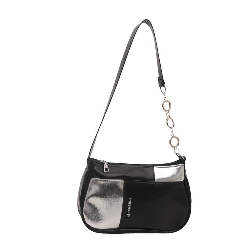 Chic Colorful Patchwork Chain Underarm Bag For Women Elegant Everyday Use