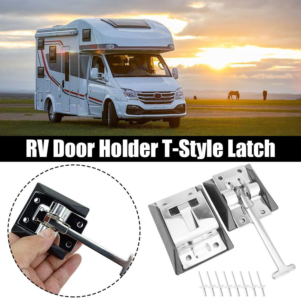 Stainless Steel Hooks Entry Door Catch Latch Accessories T-style Holder Trailer Camping Car RV Door Holder T-Style Latch Camper