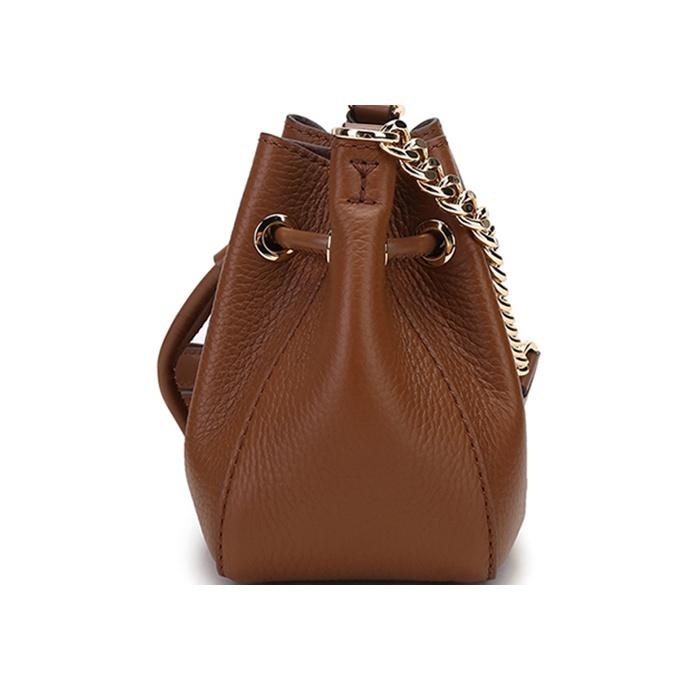 New MICHAEL KORS Phoebe Cow Leather Bucket Bag, Shoulder Bag Women's Leather Brown 32H1G8PD0L-230