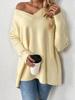 Autumn and Winter Pullover Sweater with Lazy Style, V-neck Casual Patchwork Long Sleeved Knitted Sweater for Women