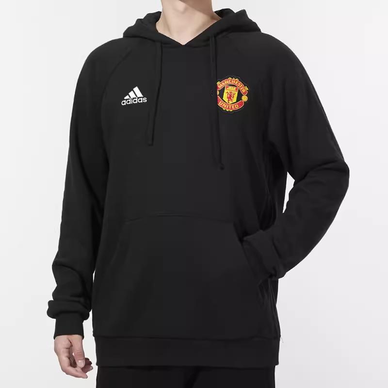 Adidas Мужская футбольная толстовка с вышитым логотипом Manchester United, черная GR3909