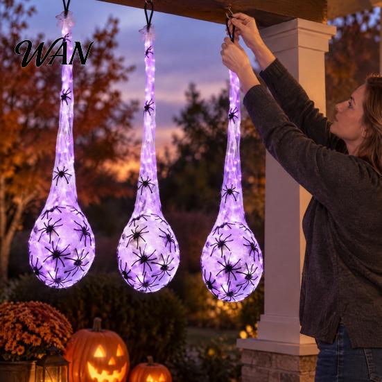 Creative Halloween Porch Hanging Lights Large Spider Egg Sack, 39" Big LED Light Up Mystery Atmosphere Lighting for Holidays Decoration Indoor Outdoor