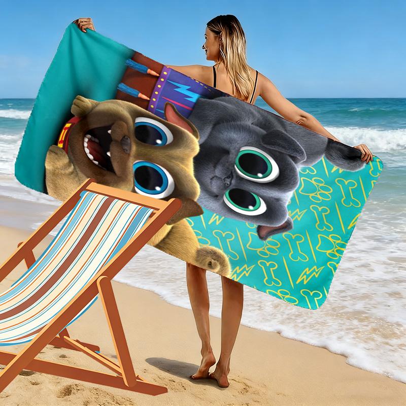 Puppy pals anime cartoon 2D Flat Print Beach Towel, Large Soft Quick Dry Towel for Beach Camping SwimmingXSTJ0915537