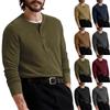 Men's Spring And Autumn Solid Color T-shirt Lapel 3 Button Open Placket Button Long Sleeved Top