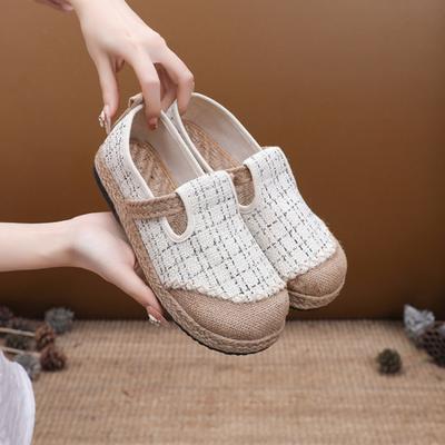 Мода 2024Новые дышащие парусиновые туфли из хлопка и льнаженские туфли хлопково-льняные тапочки летняя мода женские туфли сандалии Zapatos De Mujer