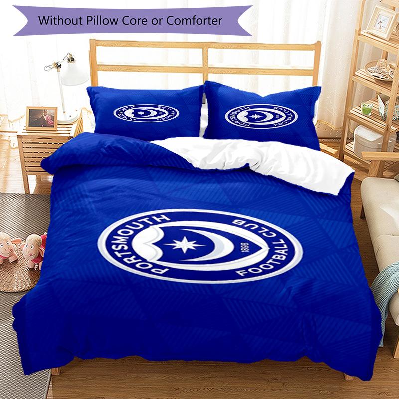 Portsmouth F.C Printed Pattern Duvet Cover Set – includes 1 duvet cover and 2 matching pillowcases Bedroom decor Christmas gifts