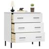 Sideboard OSLO with 3 Drawers White 77x40x79.5 Cm Solid Wood