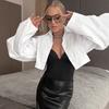 Осенняя простая французская женская рубашка Spice Girl с короткими пуговицами, новый хлопковый универсальный топ с лацканами и длинным рукавом