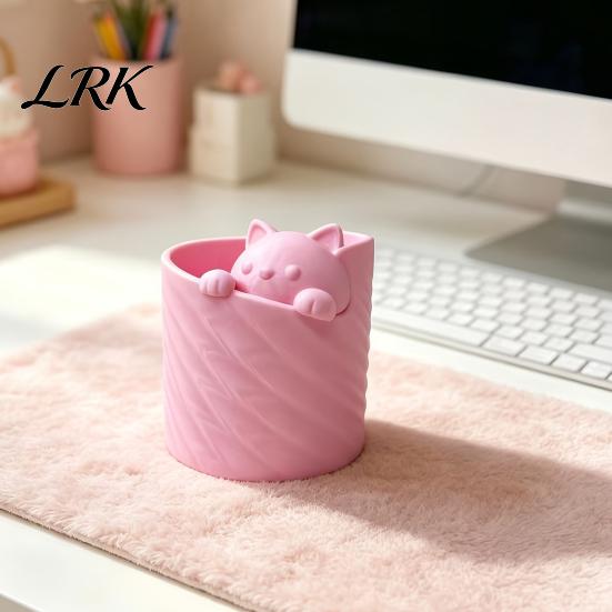 Офисный Настольный Аксессуар 3D Печатный Держатель для Ручек, Форма Кошки Большая Вместимость Полый Стакан-Органайзер для Спальни Подарок Гелевые Ручки Карандаши Кисти для Макияжа,