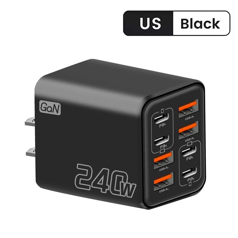 240 Вт GaN USB C Зарядное устройство 8 в 1 Быстрая зарядка Зарядное устройство для телефона Адаптер питания Для iPhone Samsung Xiaomi Type C EU/US Вилка Настенное зарядное устройство
