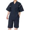 Morioru Shijira Woven Jinbei for Men, Size M, Navy Blue [Cool 100% Cotton Jinbei for Men, Summer Loungewear, Gift]