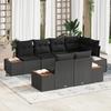 vidaXL 7-Piece Garden Sofa Set with Cushions Black Poly Rattan Acacia 3356773