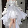 Spring Elegant White Off Shoulder Fairy Dress Female Chic  Princess Puff Dress Mesh Puff Dress