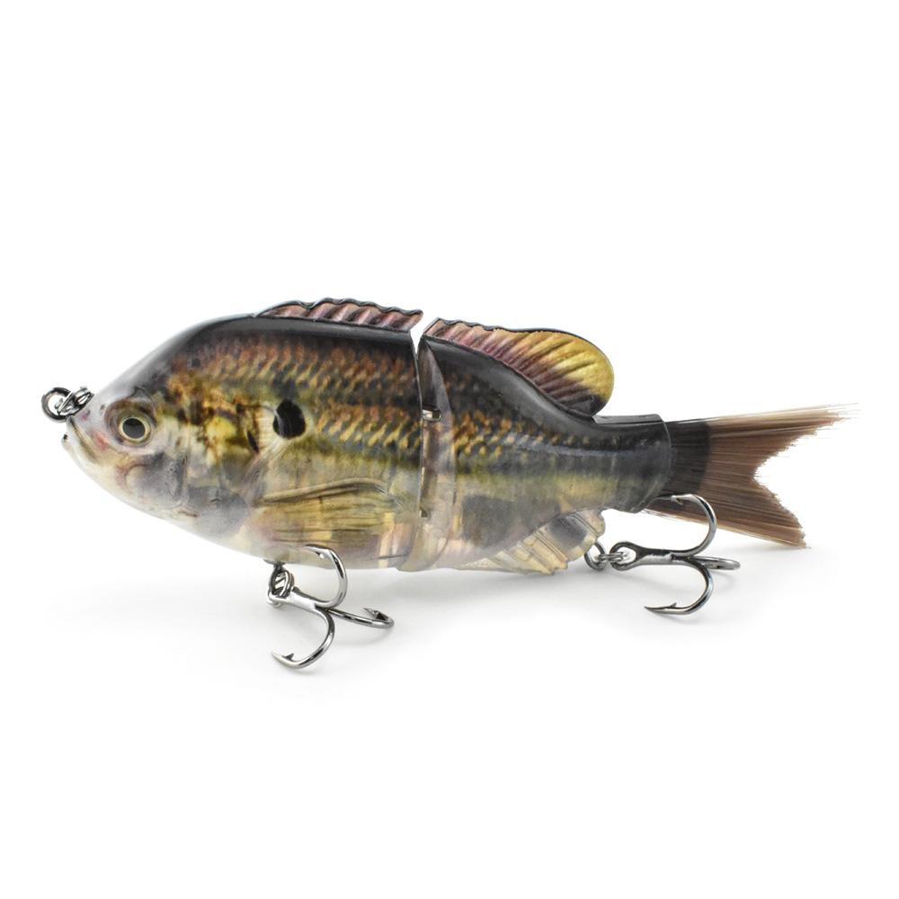 125Mm Plastic Silk Tail 2 Sections Sunfish Simulation Multi-Section Bait S Type Flexible Underwater Swimming Luya Bait
