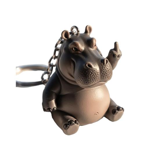 Middle Finger Animal Keychain Wolf Cow Pig Tiger Elephant Shape