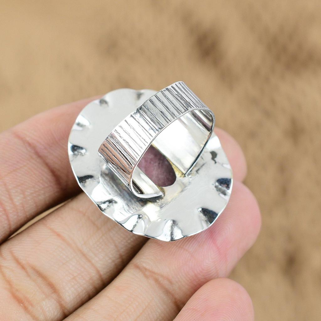 Распродажа ко Дню матери Родонит Драгоценный камень Элегантное кольцо обещания Стерлинговое серебро США 9.25