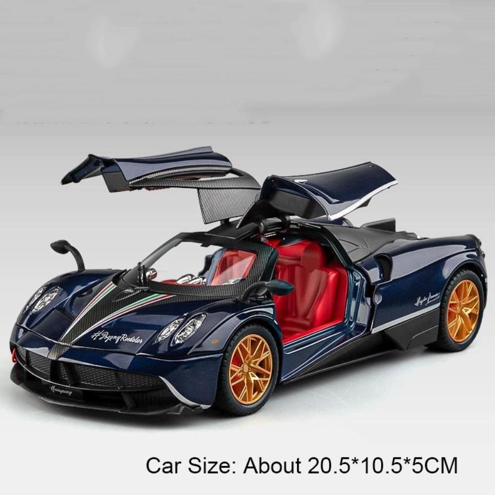 AAZV1 1:24 Huayra Revuelto Spray Model Toy Sports Cars Alloy Diecast Pull Back Shock Absorption Sound Light Simulation Mini Supercars