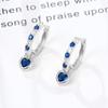 "Silver Thunder" Earrings Ladies High Quality Zirconia Blue September Birthstone Sapphire Hoop Earrings Sway Compatible with Metal Allergies Silver