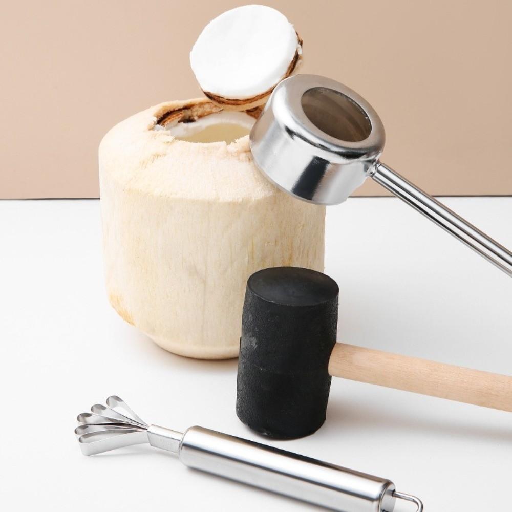 Stainless Steel Coconut Opener Tools Rubber Hammer Hand Hole Puncher  Coconut Water Enthusiasts